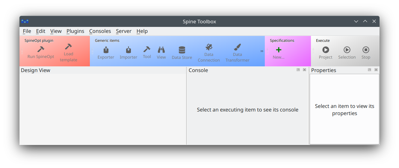 Spine toolbox main window